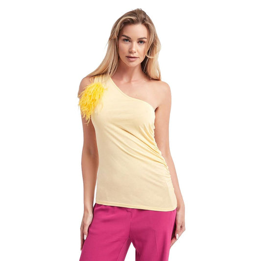 Top de algodón con adornos de plumas Sunny