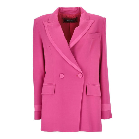 Elegante fuchsiakleurige blazer met één knoop