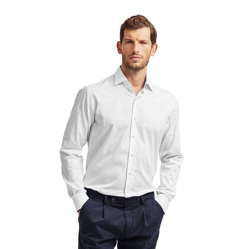 Elegant White Cotton Men's Shirt