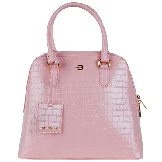 Elegante bolso de mano de piel de becerro con estampado de pitón rosa