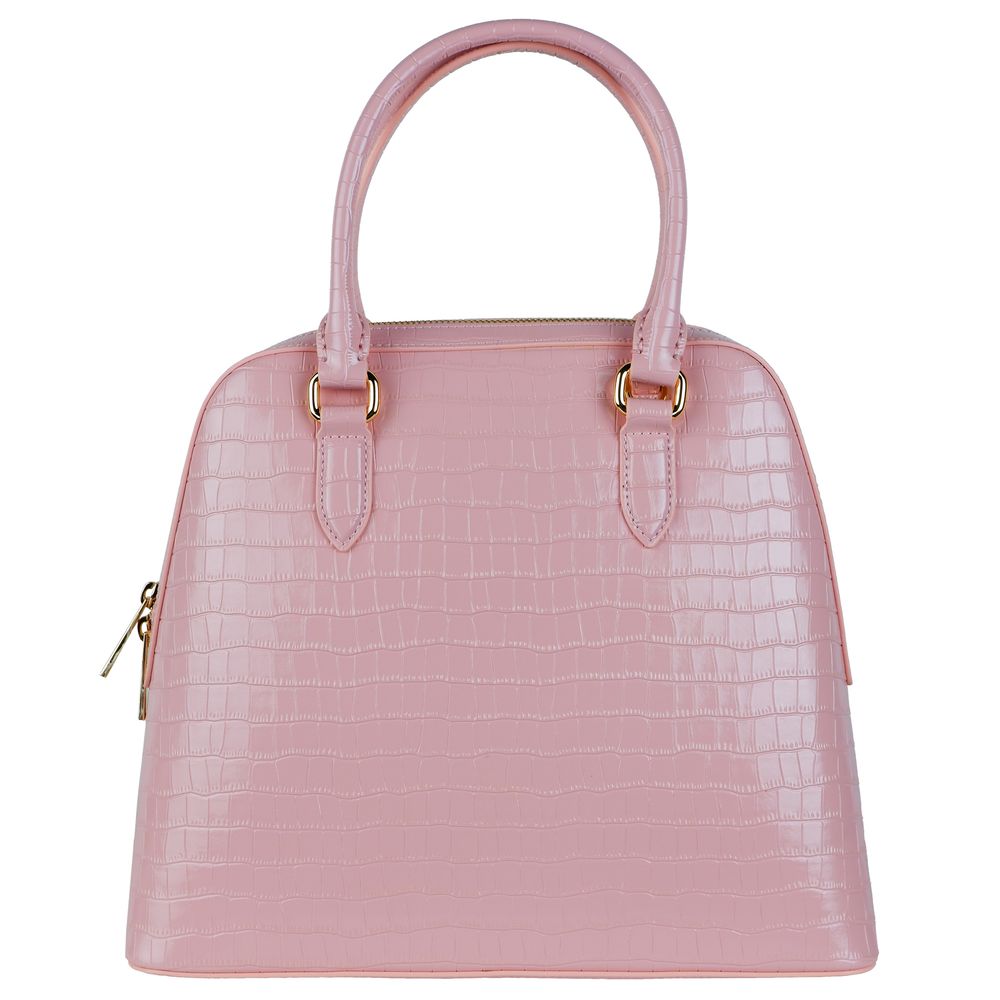 Elegante roze kalfsleren handtas met pythonprint