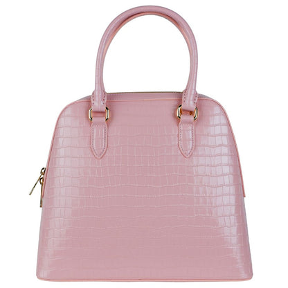 Elegante roze kalfsleren handtas met pythonprint