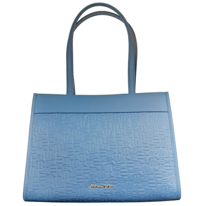 Elegante bolso shopping azul claro con motivo de logotipo