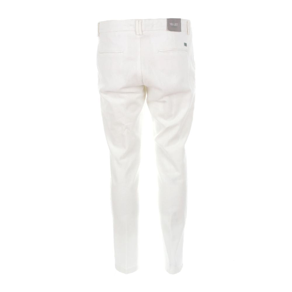 Honeycomb Cotton Chino Trousers - Pristine White