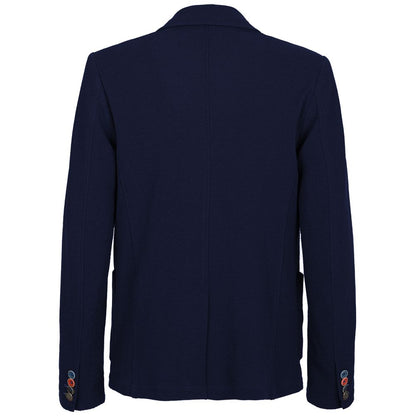 Chic Blue Cotton Blend Jacket for Men