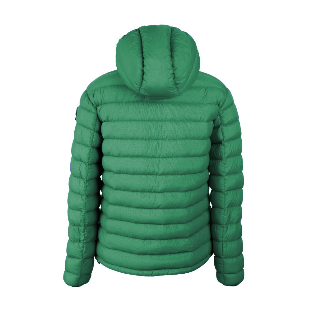 Chic Hooded Down Nylon Jacket in Lush Green