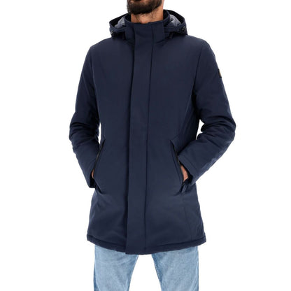 Chic Blue Padded Parka with Removable Hood