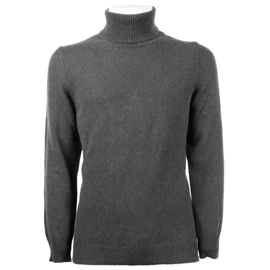 Elegant Gray Cashmere Turtleneck Sweater