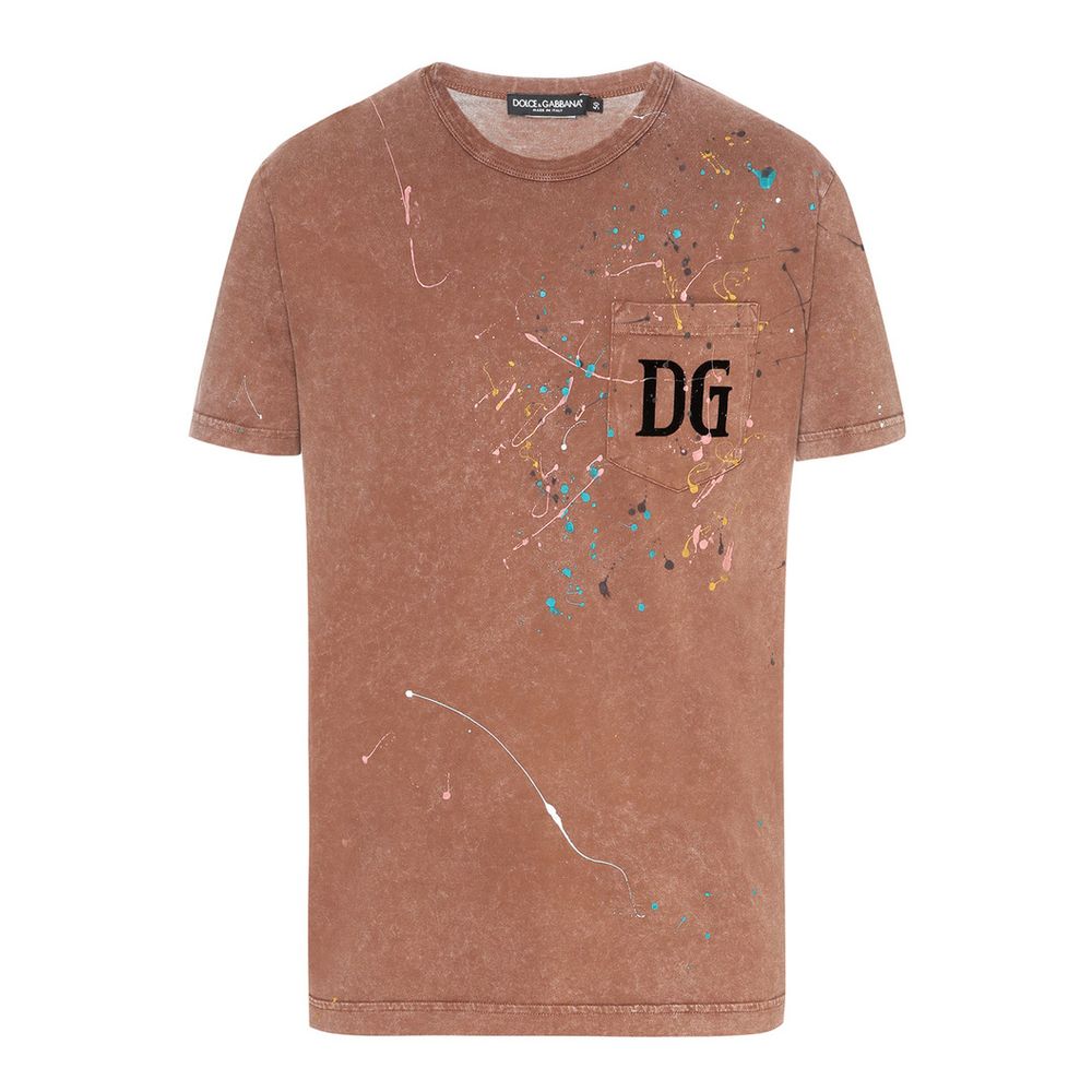 Geborduurd katoenen splatter-T-shirt