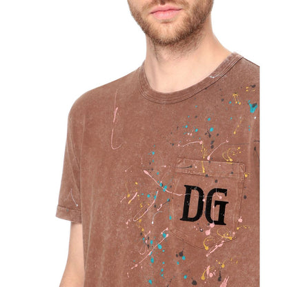 Geborduurd katoenen splatter-T-shirt