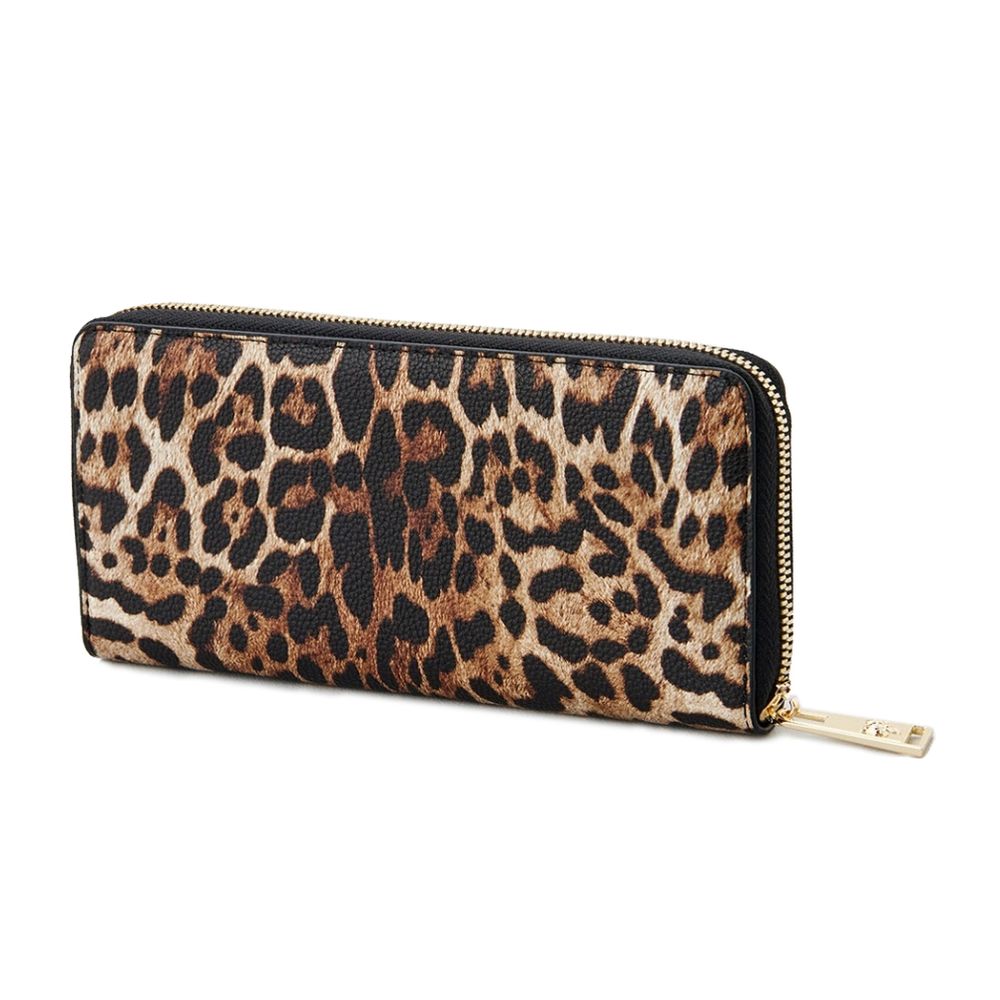 Sleek Designer Zipper Wallet with Gold Accents