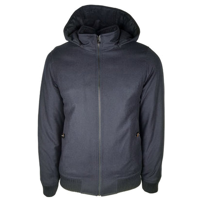 Elegant Wool-Cashmere Men's Jacket with Hood