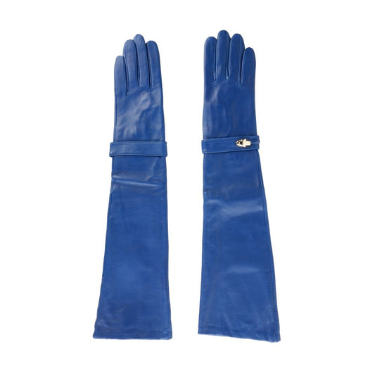 Guantes de cuero azules elegantes