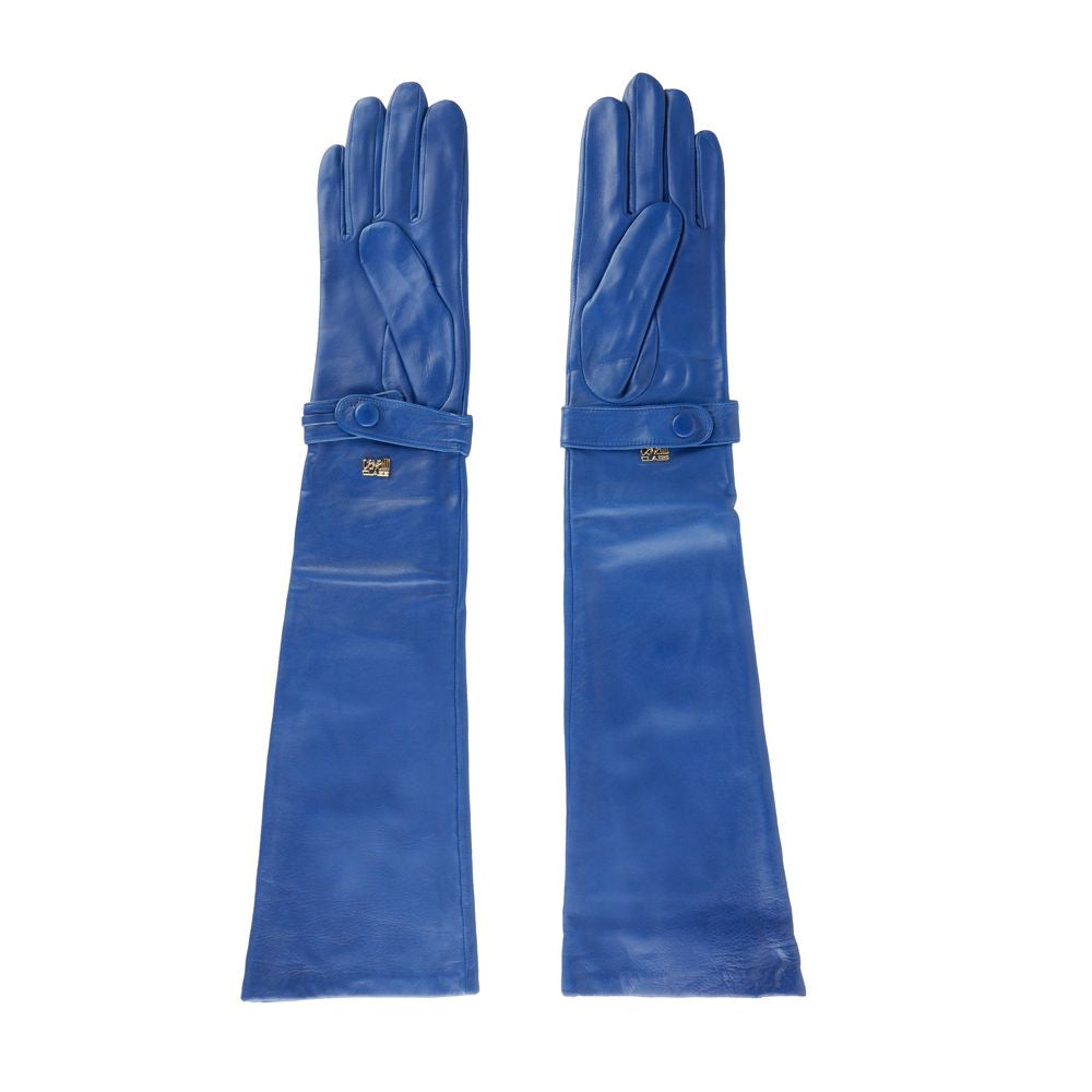 Elegante blauwe leren handschoenen