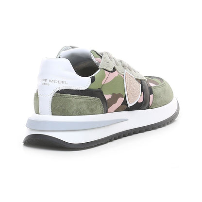 Chic Army Suede-Trimmed Fabric Sneakers