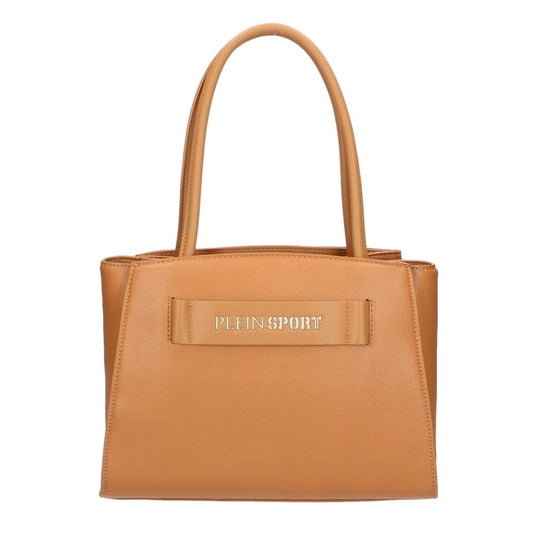 Shopper Chic de ecopiel marrón con logo plateado