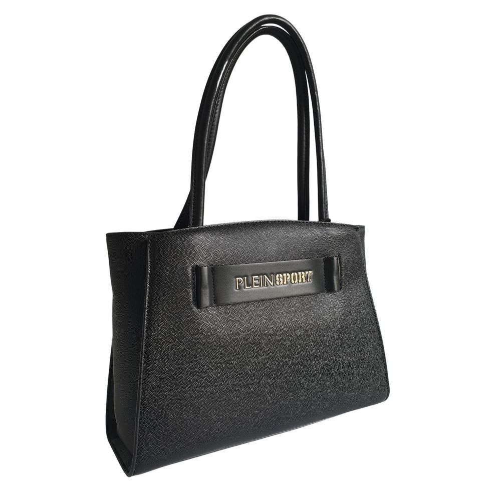 Elegante bolso tote negro de tres compartimentos