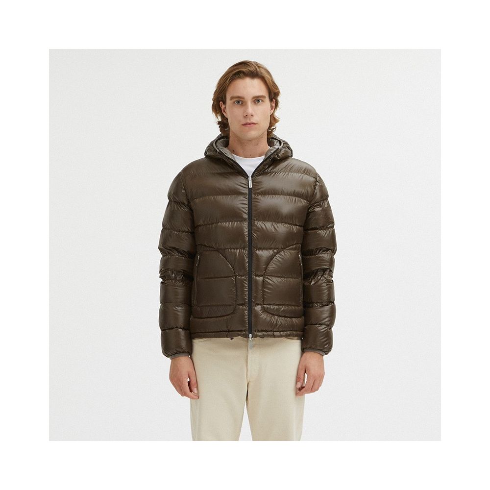 Reversible Hooded Jacket in Dove Grey and Brown