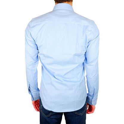 Elegant Light Blue Satin Milano Shirt