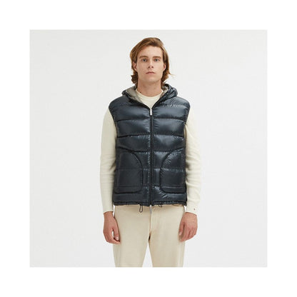 Reversible Goose Down Hooded Vest in Gray