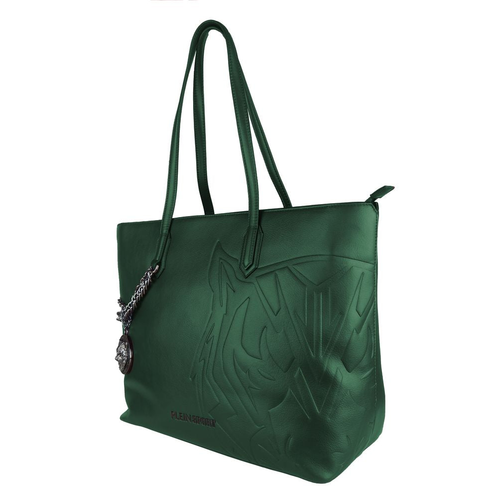 Bolso de Hombro Eco-Chic Verde Oscuro con Detalle de Cadena