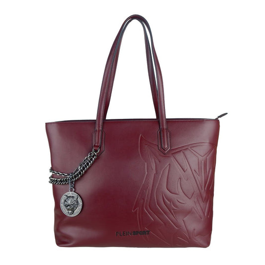 Eco-leer chique bordeauxrode shopper met kettingdetail