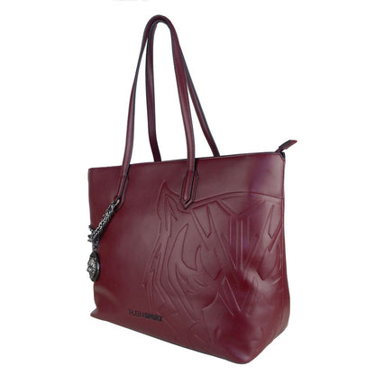 Eco-Leather Chic Burgundy Shopper with Chain Detail