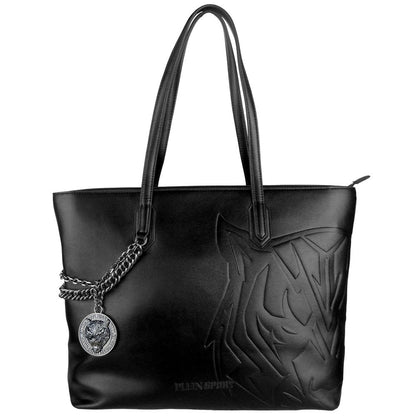 Bolso shopper elegante de ecopiel negro