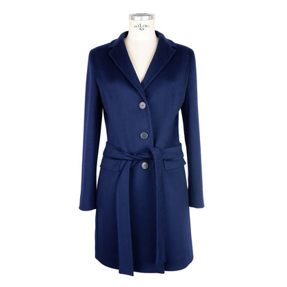 Elegant Wool Vergine Women's Blue Coat