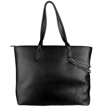 Chic Black Eco-Leather Shopper Tote