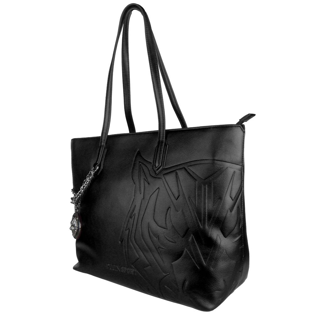 Bolso shopper elegante de ecopiel negro