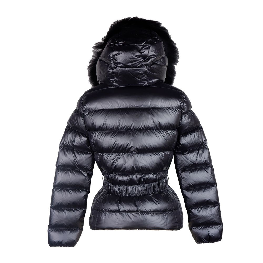 Elegant Black Nylon Jacket with Murmasky Fur