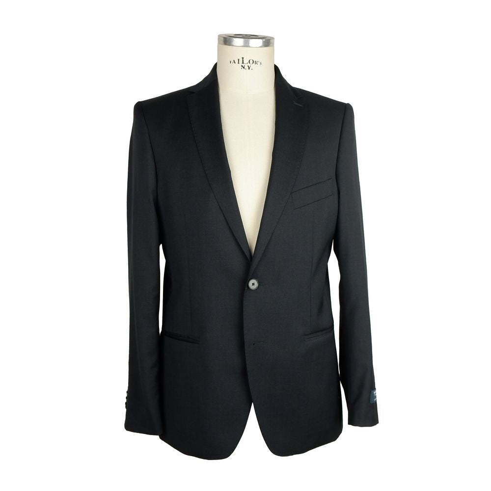 Elegant Milano Black Wool Suit