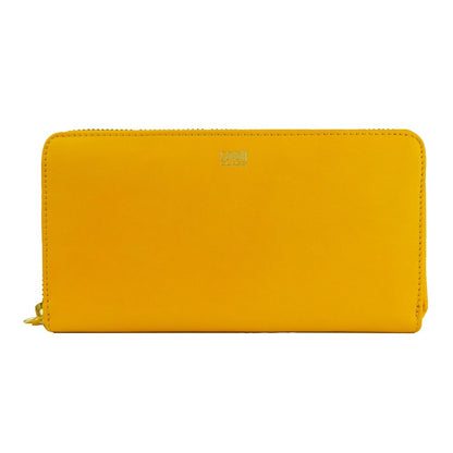 Elegant Calfskin Leather Wallet in Vibrant Yellow