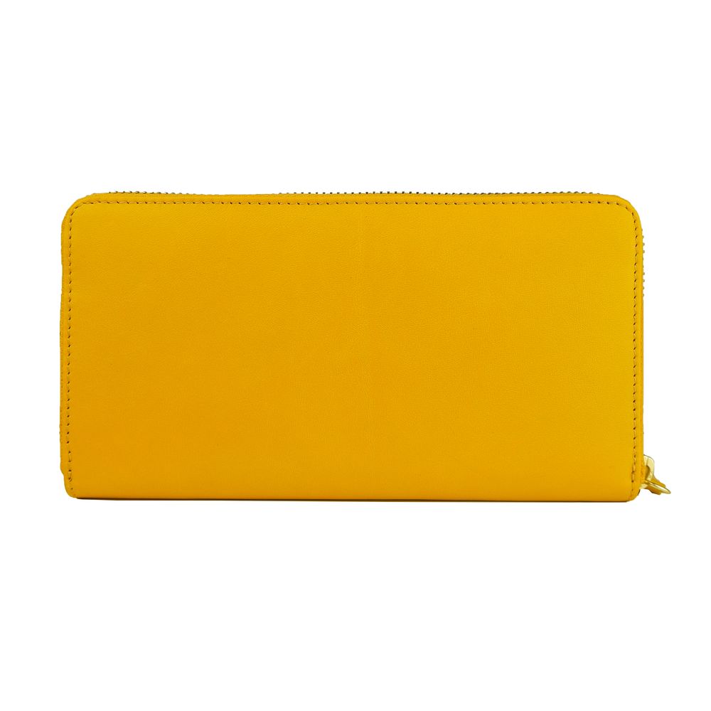 Elegant Calfskin Leather Wallet in Vibrant Yellow