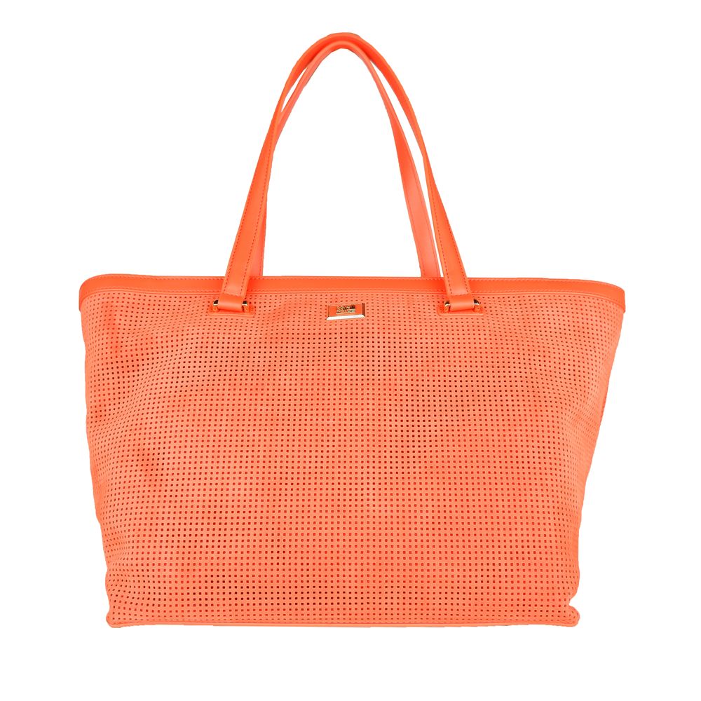 Chic Dark Orange Leather Handbag