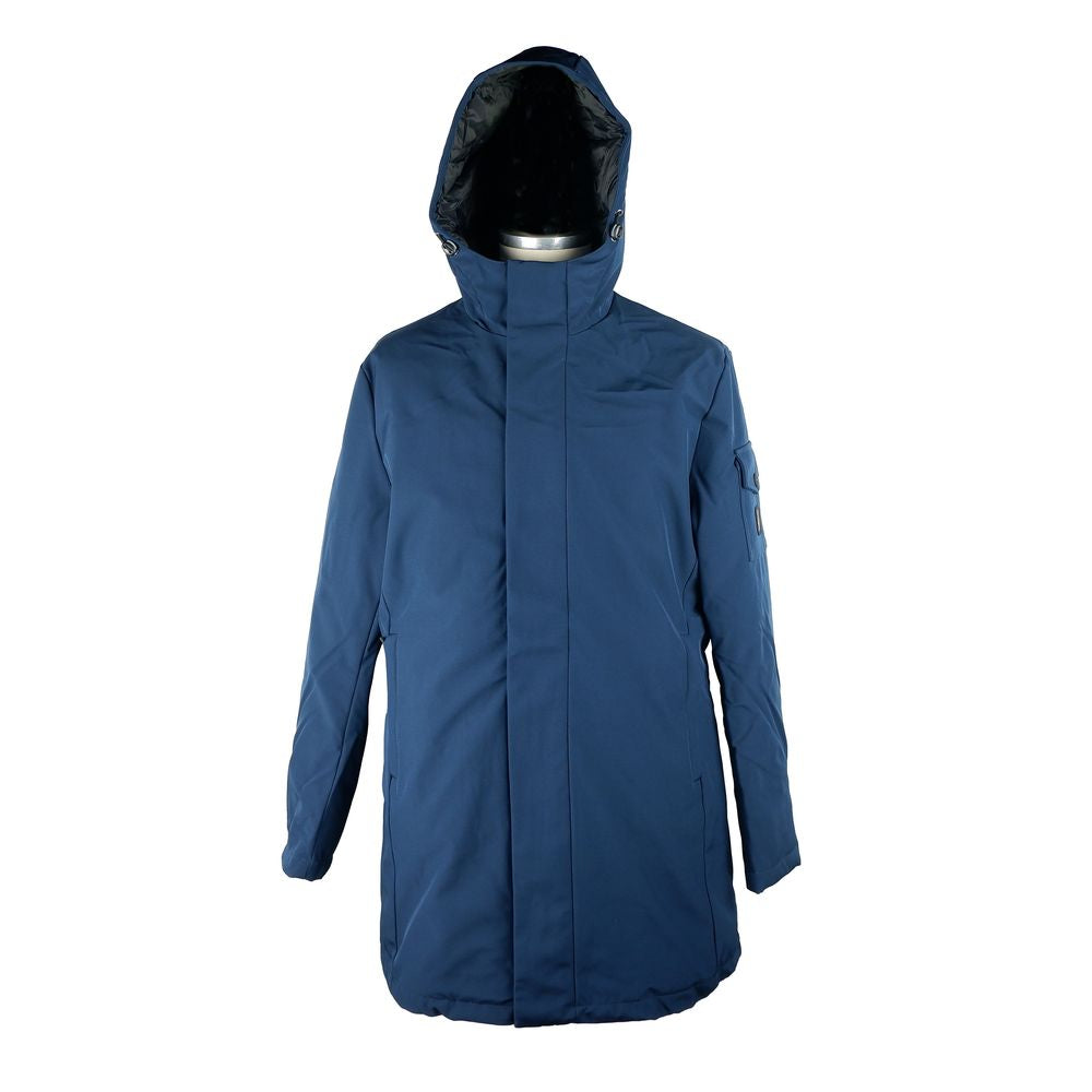 Stylish Men's Long Hooded Jacket in Blue