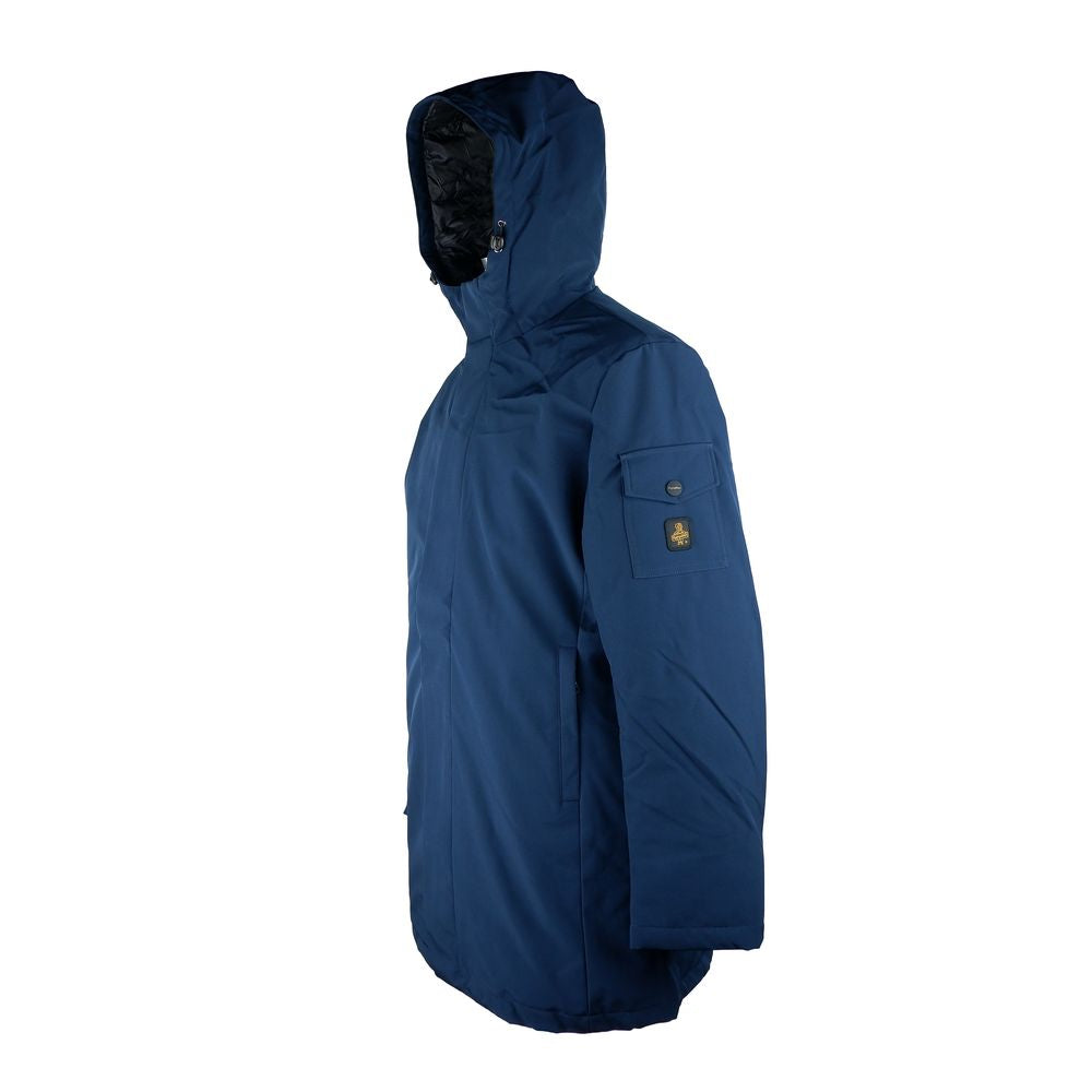 Stylish Men's Long Hooded Jacket in Blue