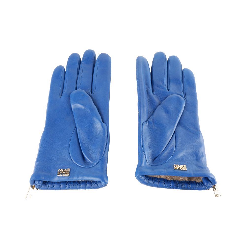 Elegant Lambskin Leather Gloves in Captivating Blue