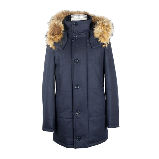 Elegant Blue Wool-Cashmere Padded Jacket