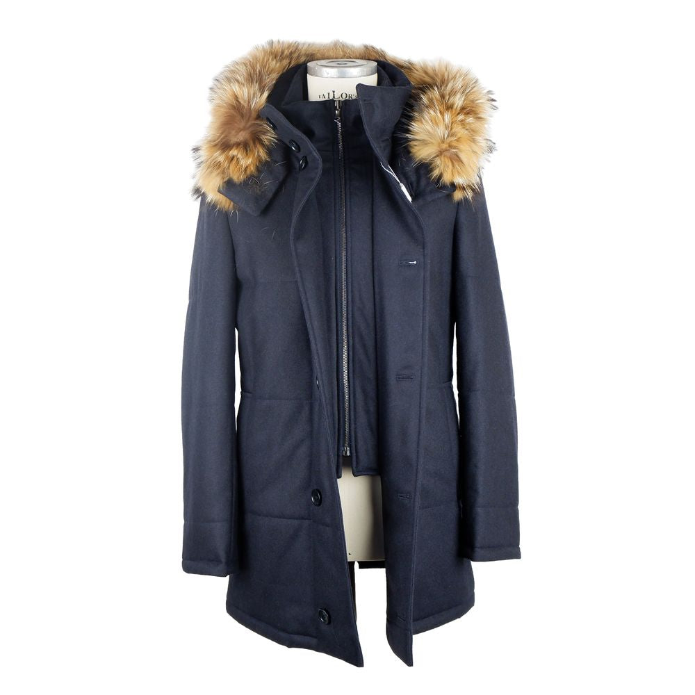 Elegant Blue Wool-Cashmere Padded Jacket