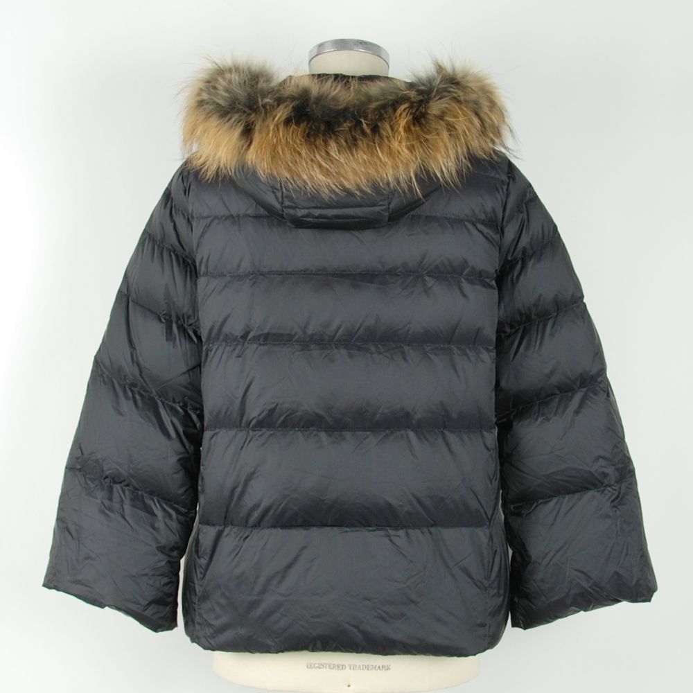 Elegant Black Polyamide Jacket with Fur