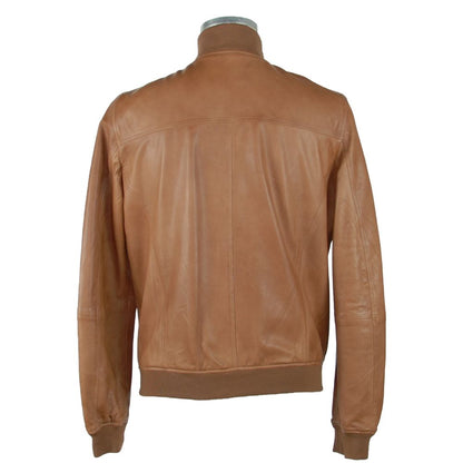 Elegant Brown Leather Jacket for Men