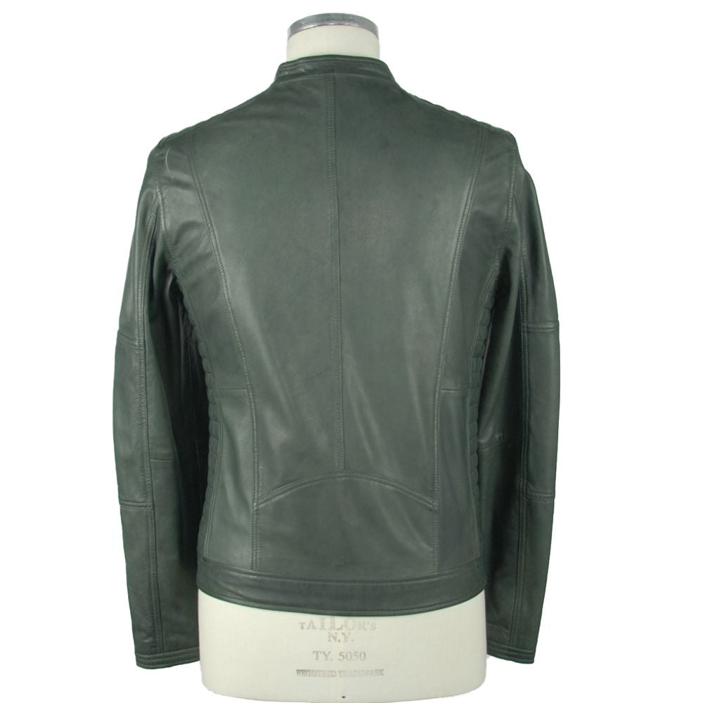 Emerald Elegance Leather Jacket