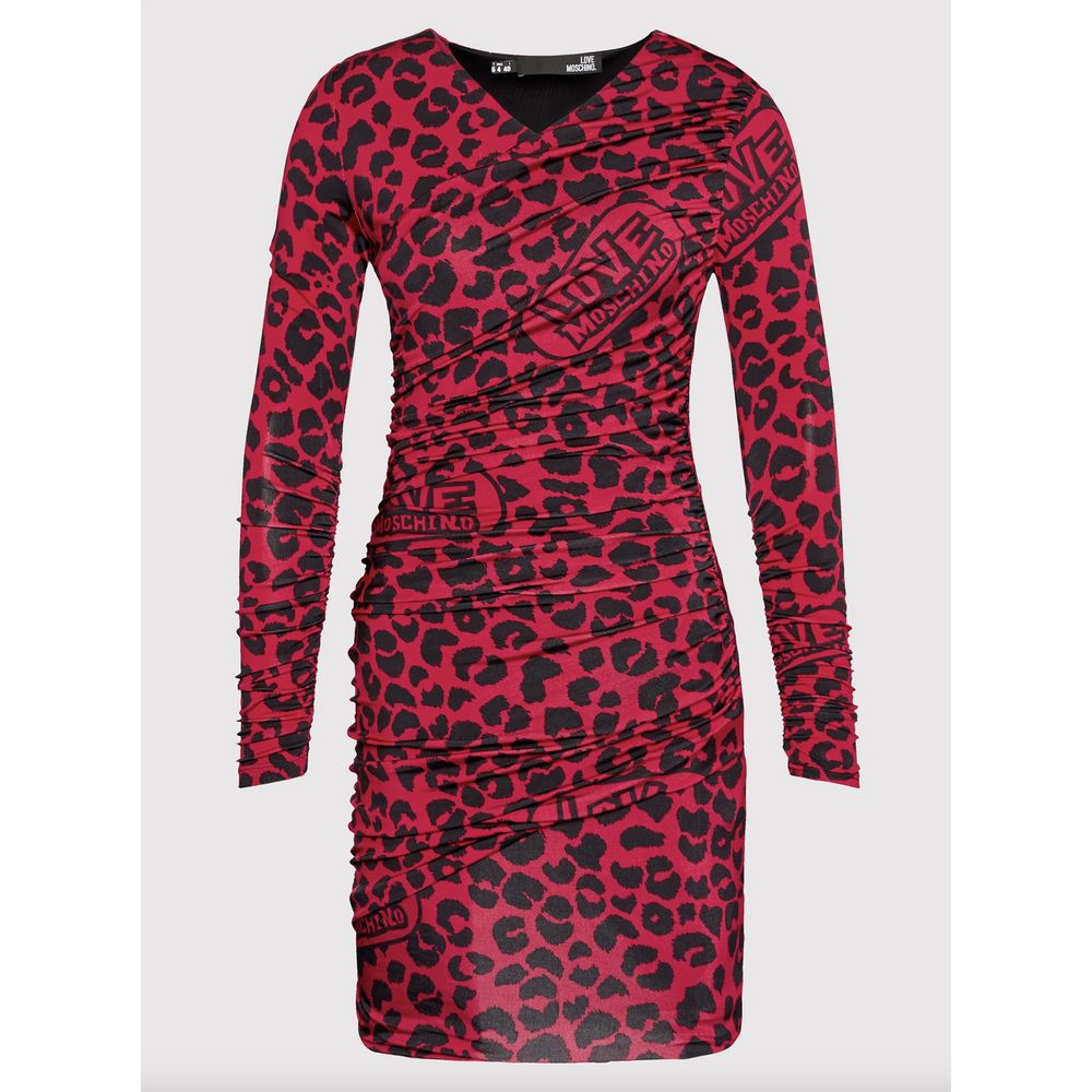 Vestido elegante con textura de leopardo en rosa y negro