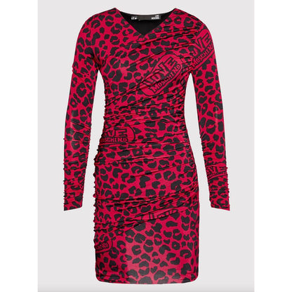 Vestido elegante con textura de leopardo en rosa y negro