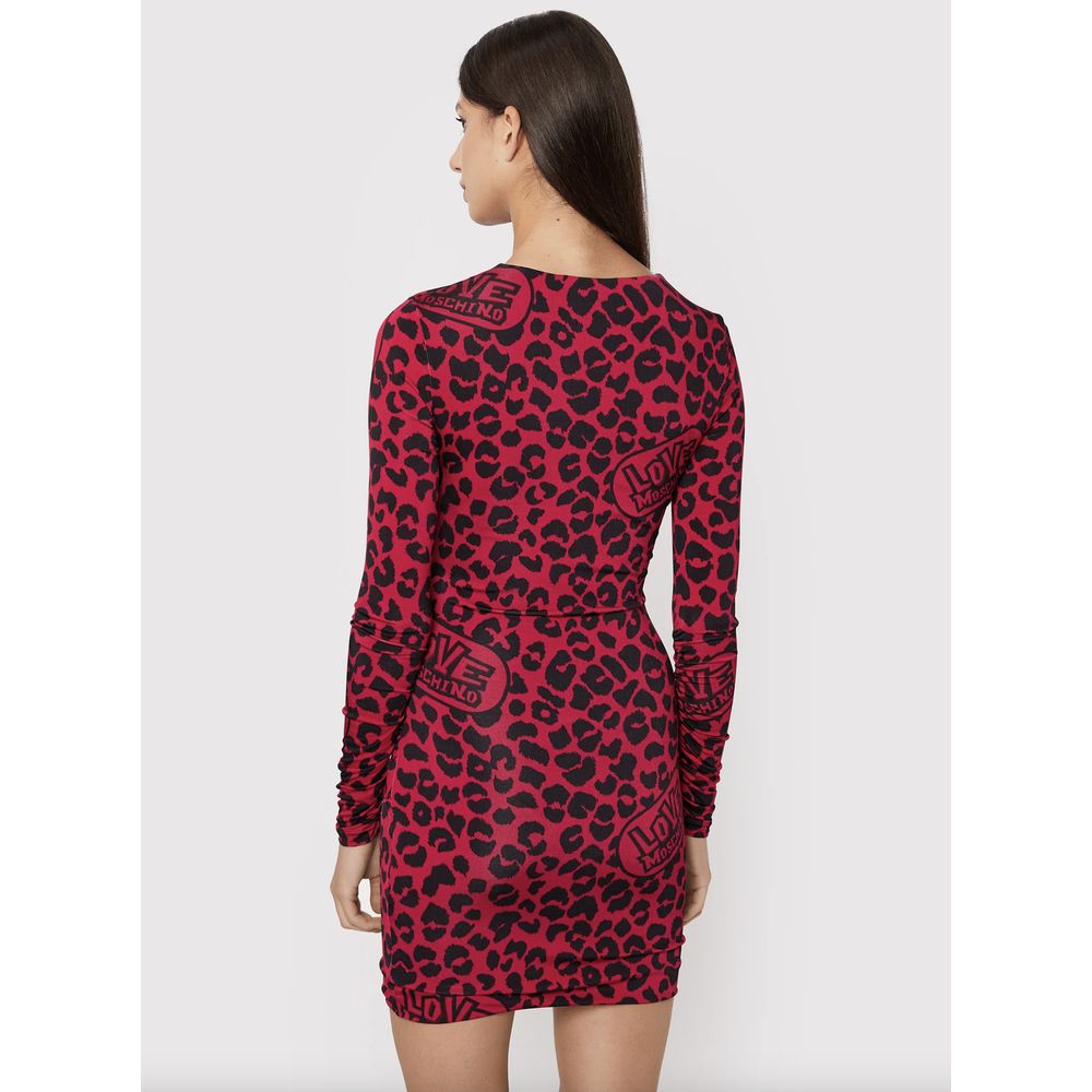 Vestido elegante con textura de leopardo en rosa y negro