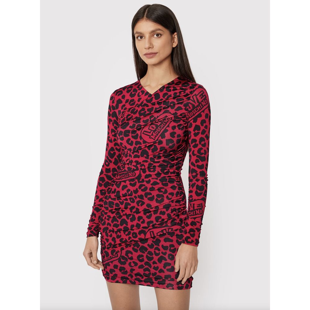 Vestido elegante con textura de leopardo en rosa y negro