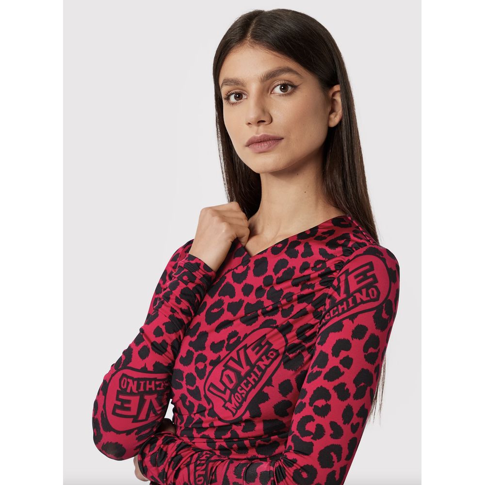 Vestido elegante con textura de leopardo en rosa y negro