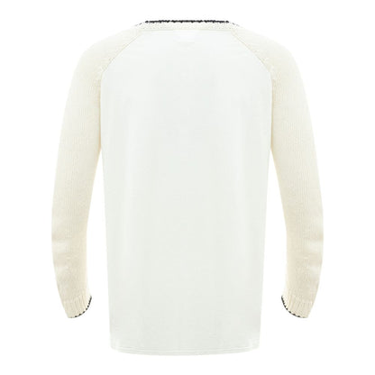 Elegant White Cotton Sweater for Men